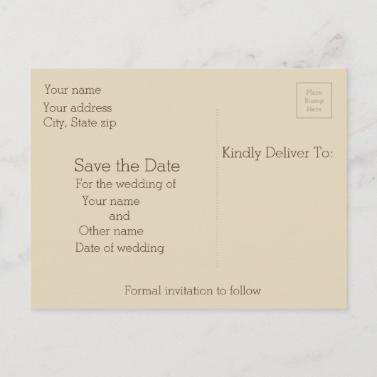 Beach Sparen de datum Aankondigingskaart (Achterkant)