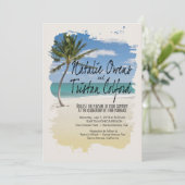 Beach Splash Snapshot Wedding Kaart (Staand voorkant)