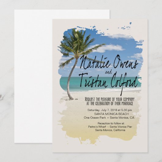 Beach Splash Snapshot Wedding Kaart (Voorkant / Achterkant)