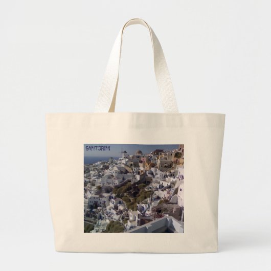 Beach & Sports Bag met Santorini-Uitzicht Grote Tote Bag (Voorkant)