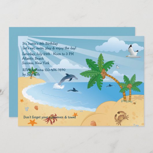 Beach Spot Invitation Kaart (Voorkant / Achterkant)