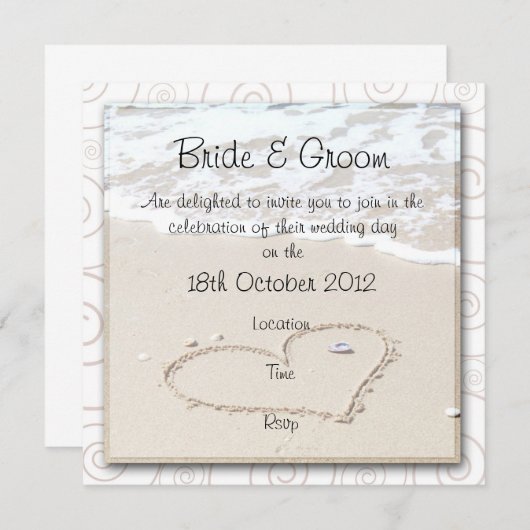 BEACH Squding Wedding Invitation Kaart (Voorkant / Achterkant)