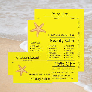 Beach Starfish, Beauticien, Beauty Salon Visitekaartje