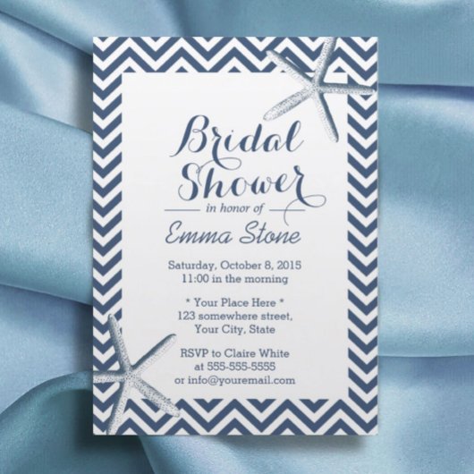 Beach Starfish Chevron Stripes Vrijgezellenfeest Kaart