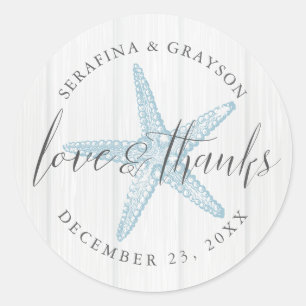 Beach Starfish Dank je wel Rustic Wedding Favor Ronde Sticker