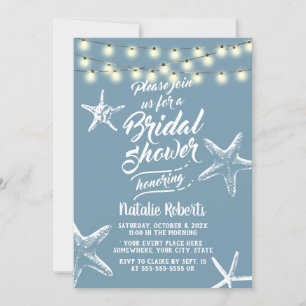 Beach Starfish Elegant Dusty Blue Vrijgezellenfees Kaart