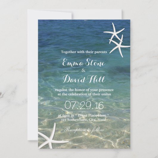 Beach Starfish Elegant Summer Weddenschap Kaart (Voorkant)