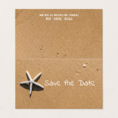Beach Starfish, foto Save the Date Card Visitekaartje (Buitenkant ongevouwen)