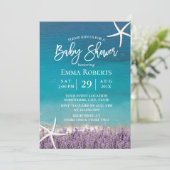 Beach Starfish Lavender Florence Baby shower Kaart (Staand voorkant)