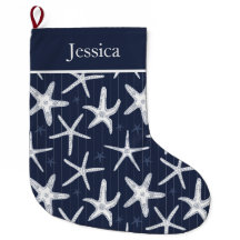 Beach Starfish Navy Blue Coastal