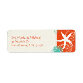 Beach Starfish Red Aqua Weduwadres Etiket