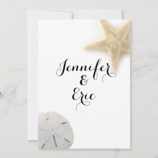 Beach Starfish Sand Dollar Weddenschap Aqua Kaart (Achterkant)