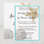 Beach Starfish Sand Dollar Weddenschap Aqua Kaart (Voorkant / Achterkant)