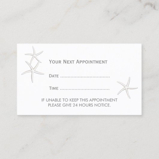 Beach & Starfish SPA & Beauty Salon Appointment Afsprakenkaartje (Achterkant)