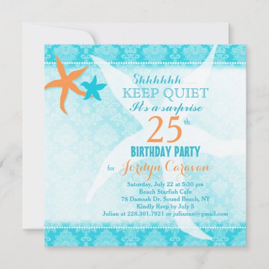 Beach Starfish Surprise verjaardagsfeestje Kaart (Voorkant)