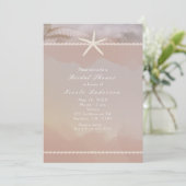 Beach Starfish Taupe Tan Elegant Invitation Kaart (Staand voorkant)