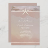 Beach Starfish Taupe Tan Elegant Invitation Kaart (Voorkant / Achterkant)