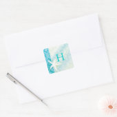 Beach Starfish Turquoise Wedding Favor Vierkante Sticker (Envelop)