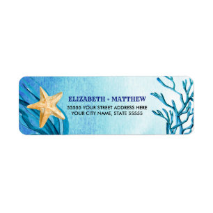 Beach Starfish Waterverf Return Address Labels