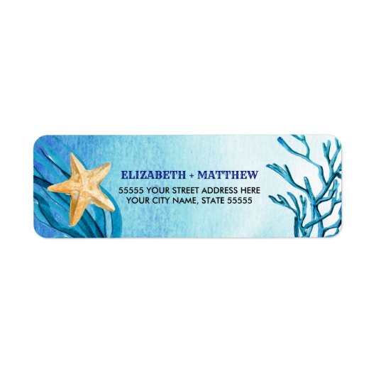 Beach Starfish Waterverf Return Address Labels (Voorkant)