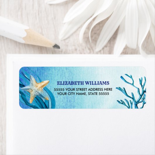Beach Starfish Waterverf Return Address Labels (Insitu)