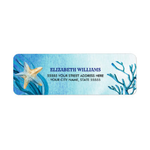 Beach Starfish Waterverf Return Address Labels