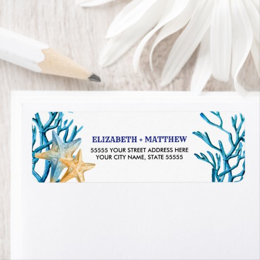 Beach Starfish Waterverf Return Address Labels (Insitu)