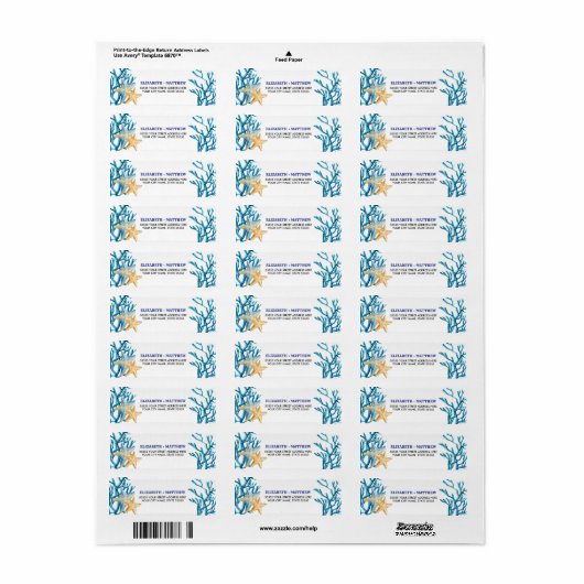 Beach Starfish Waterverf Return Address Labels (Full Sheet)