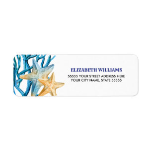 Beach Starfish Waterverf Return Address Labels