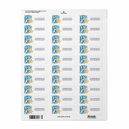 Beach Starfish Waterverf Return Address Labels (Full Sheet)