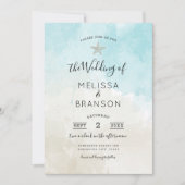 Beach Starfish Waterverf Wedding Kaart (Voorkant)