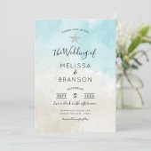 Beach Starfish Waterverf Wedding Kaart (Staand voorkant)