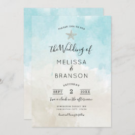 Beach Starfish Waterverf Wedding Kaart