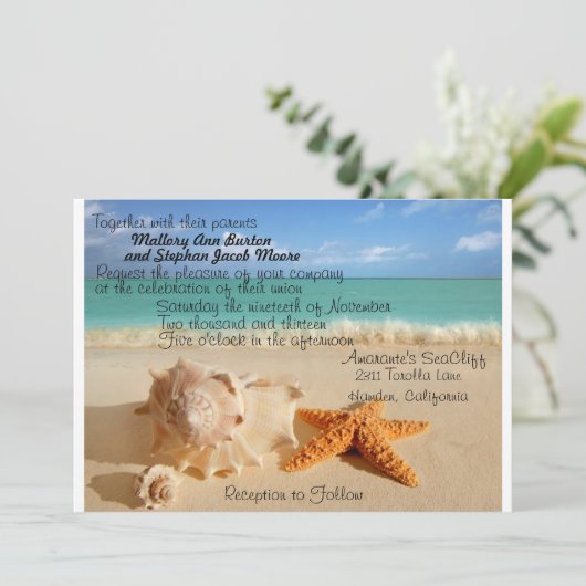 Beach Starfish Wedding Invitiation Customize! Kaart (Staand voorkant)