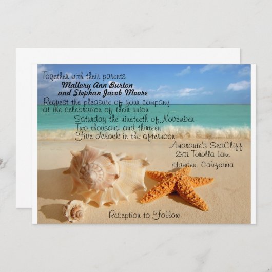 Beach Starfish Wedding Invitiation Customize! Kaart (Voorkant / Achterkant)
