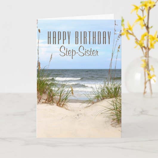 Beach Step-Zister Birthday-kaart Kaart (Gele Bloem)