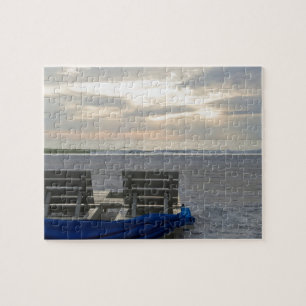 Beach stoelen op St. Pete's strand op zonsondergan Legpuzzel