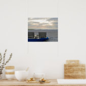 Beach stoelen op St. Pete's strand op zonsondergan Poster (Keuken)