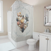 Beach Stones Heart Sand Wave Positive Natuur Douchegordijn (In situ)