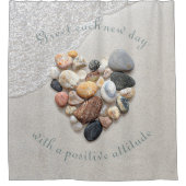 Beach Stones Heart Sand Wave Positive Natuur Douchegordijn (Voorkant)