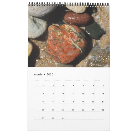 Beach Stones van Lake Michigan Calendar Kalender (Mar 2026)