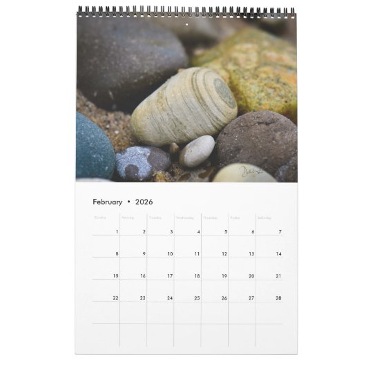Beach Stones van Lake Michigan Calendar Kalender (Feb 2026)