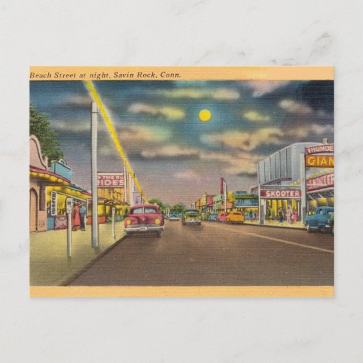 Beach Street, Night, Savin Rock, Connecticut Briefkaart (Voorkant)