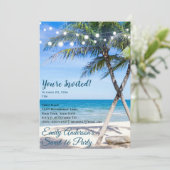 Beach String Light Palm Tree Sweet 16 Birthday Kaart (Staand voorkant)