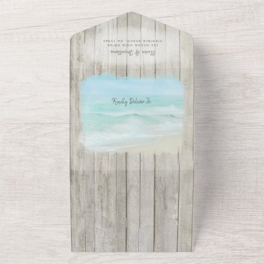 Beach String Lights Kustafel Vrijgezellenfeest All In One Uitnodiging (Buitenkant)