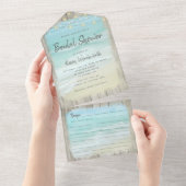 Beach String Lights Kustafel Vrijgezellenfeest All In One Uitnodiging (Afscheurbaar)