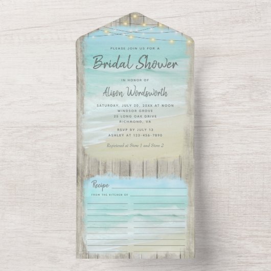 Beach String Lights Kustafel Vrijgezellenfeest All In One Uitnodiging (Binnen)