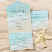 Beach String Lights Ocean Wedding All In One Uitnodiging