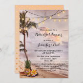 Beach String Lights Rehearsal Dinner Invitation Kaart (Voorkant / Achterkant)