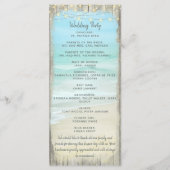 Beach String Lights Rustic Wood Wedding Programme Programmakaart (Achterkant)